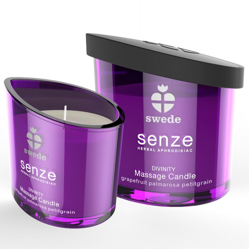 SWEDE - SENZE DIVINITY MASSAGE CANDLE - GRAPEFRUIT, PALMAROSA, PETITGRAIN - Kink&Play