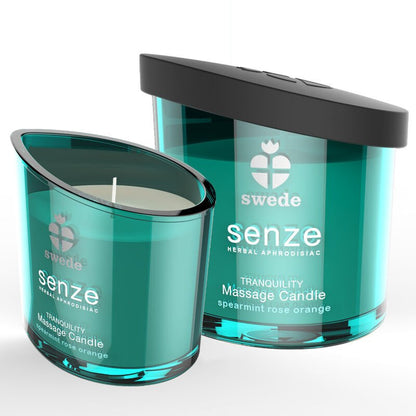 SWEDE - SENZE TRANQUILITY MASSAGE CANDLE - SPEARMINT, ROSE, ORANGE - Kink&Play