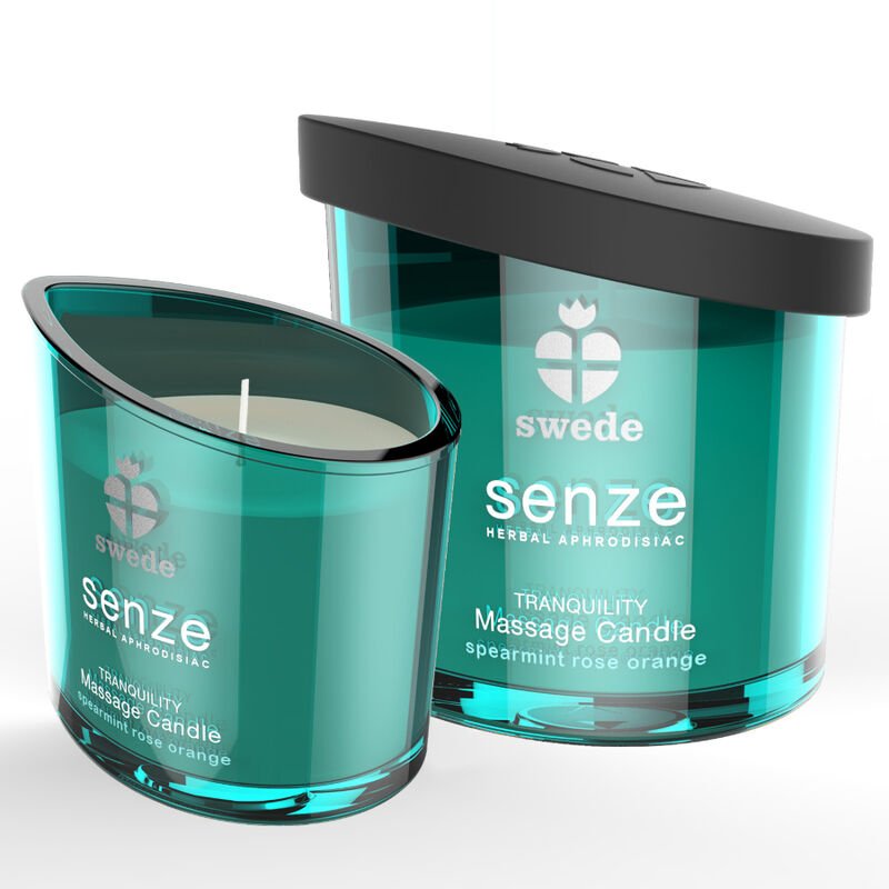 SWEDE - SENZE TRANQUILITY MASSAGE CANDLE - SPEARMINT, ROSE, ORANGE - Kink&Play