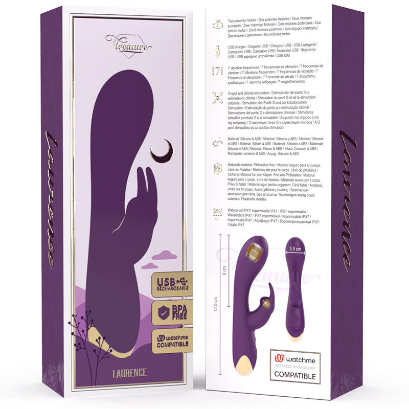 TREASURE - LAURENCE RABBIT VIBRATOR WATCHME WIRELESS TECHNOLOGY COMPATIBLE - Kink&Play